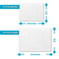 KidEasy disposable changing pad size comparison, 13 x 18 inches for 0-6 months and 22 x 18 inches for All Ages